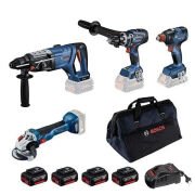 Bosch GBH 18V-28 DC + GWS 18V-10 + GSB 18V-150 + GDX 18V-200