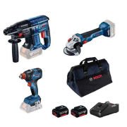 Bosch GBH 180-LI Kırıcı Delici + GWS 18V-10 Taşlama + GDX 18V-200 Somun Sıkma