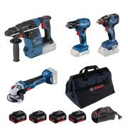 Bosch GBH 18V-28 C + GWS 18V-10 + GSR 185-LI + GDX 18V-200