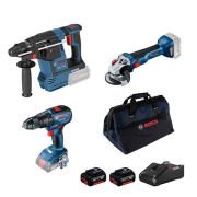 Bosch GBH 18V-26 Kırıcı Delici + GWS 18V-10 Taşlama + GSB 18V-50 Matkap