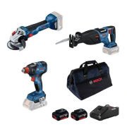 Bosch GWS 18V-10 Taşlama + GDX 18V-200 Somun Sıkma + GSA 185-LI Tilki Kuyruğu