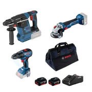 Bosch GBH 18V-26 Kırıcı Delici + GWS 18V-10 Taşlama + GSR 18V-50 Vidalama