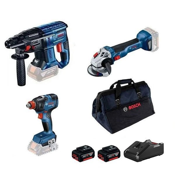 Bosch GBH 180-LI Kırıcı Delici + GWS 18V-10 Taşlama + GDX 18V-200 Somun Sıkma