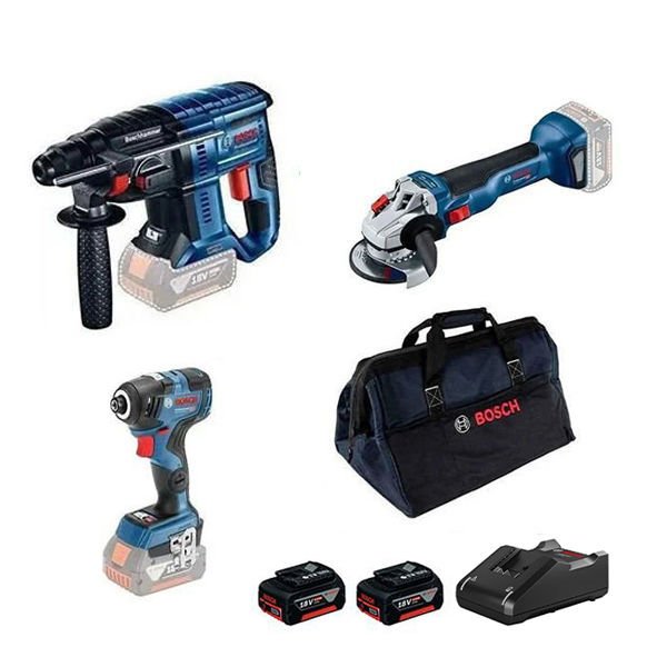 Bosch GBH 180-LI Kırıcı Delici + GWS 18V-10 Taşlama + GDR 18V-200 Somun Sıkma