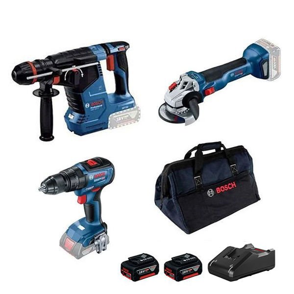 Bosch GBH 187-LI Kırıcı Delici + GWS 18V-10 Taşlama + GSB 18V-50 Matkap