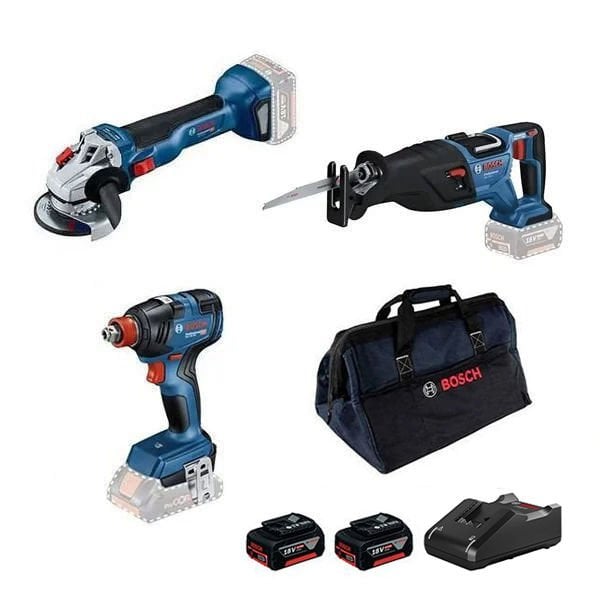 Bosch GWS 18V-10 Taşlama + GDX 18V-200 Somun Sıkma + GSA 185-LI Tilki Kuyruğu